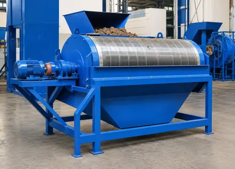 Séparateur magnétique à tambour pour l’élimination des métaux ferreux dans les produits secs en vrac