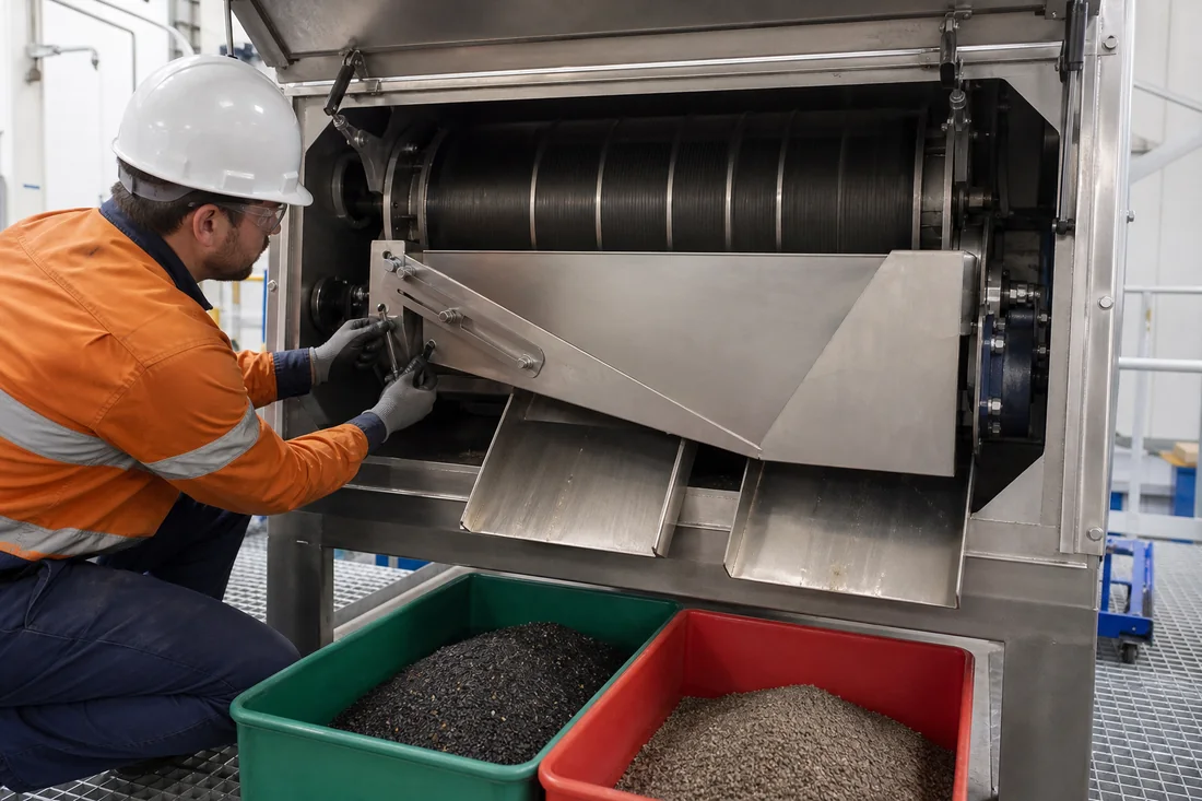 Einstellung des Magnettrommelteilers