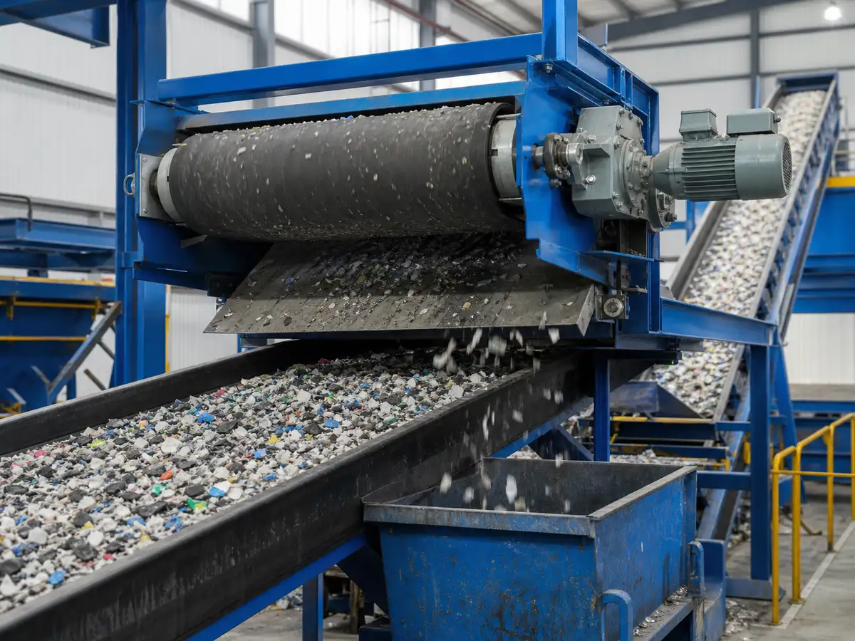 Industrielle Anwendungsszene der Magnetabscheidung im Kunststoffrecycling