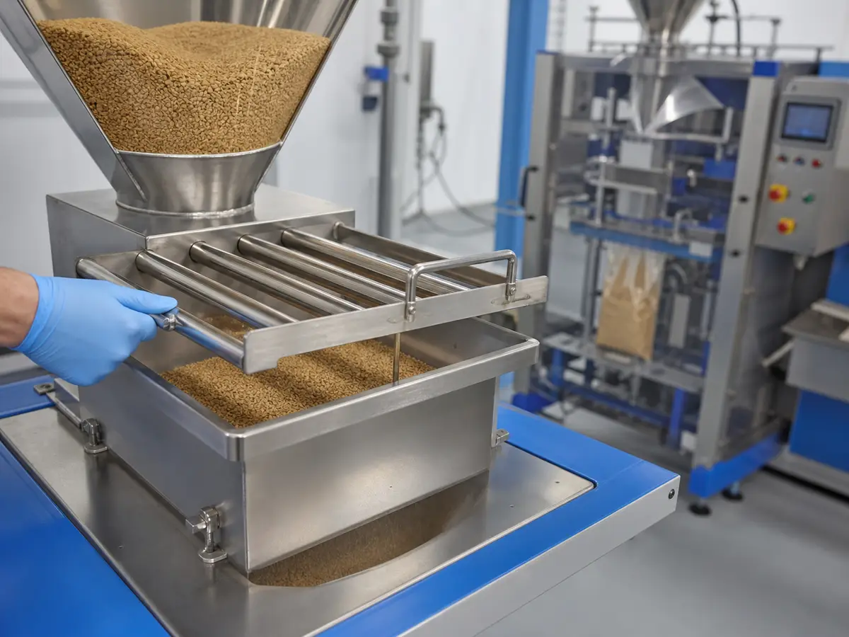 wood recycling industrial magnetic separation scene