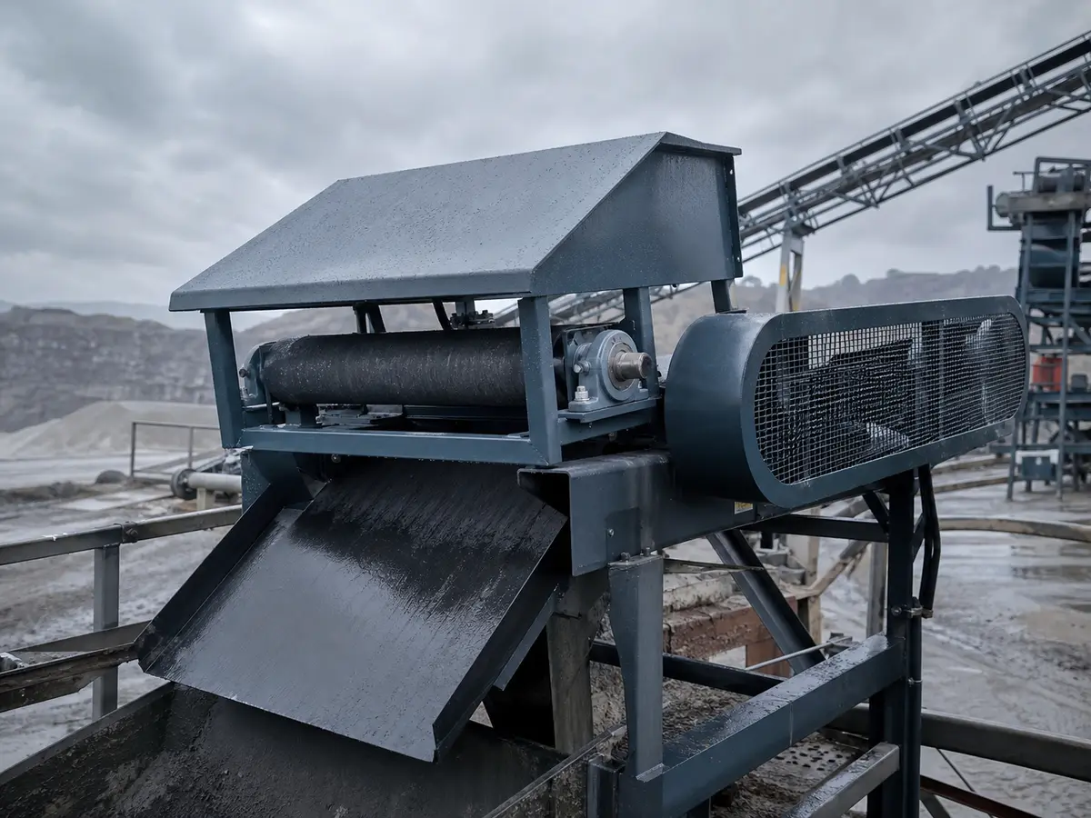 wood recycling industrial magnetic separation scene