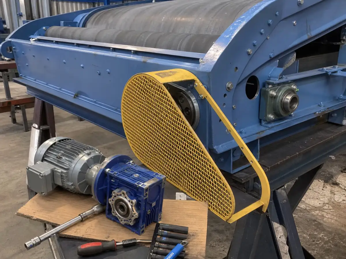 Housed magnetic drum separator in an industrial separation installation