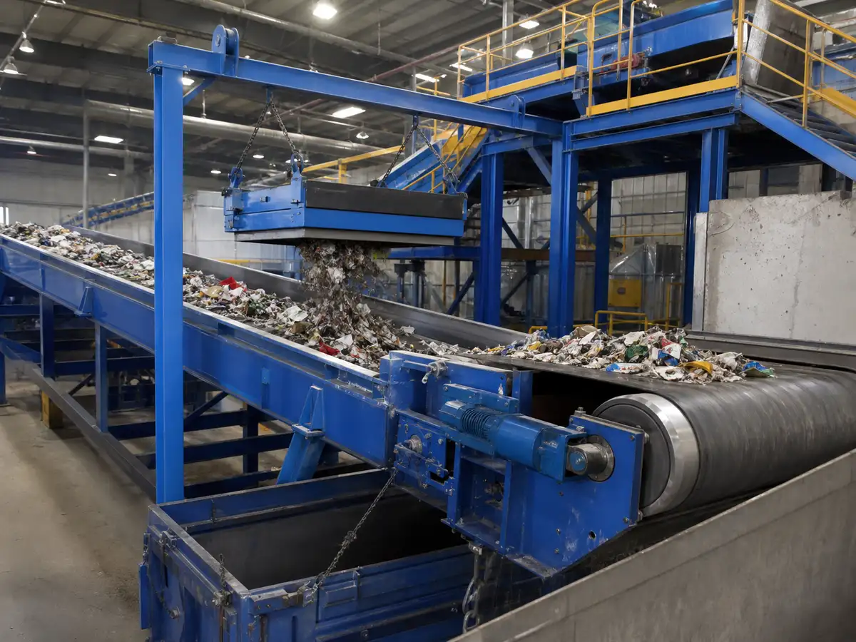 magnetic head pulley installation industrial magnetic separation scene